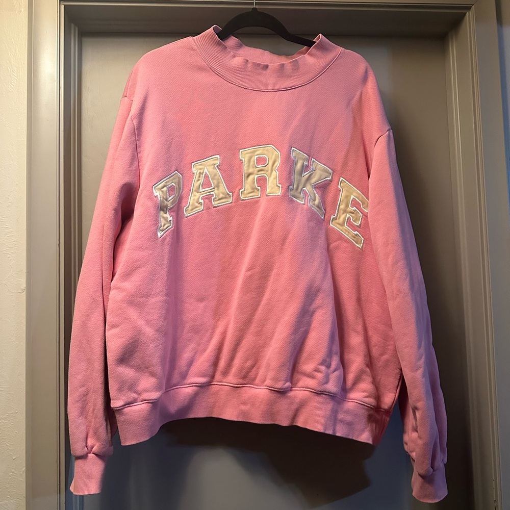 Hard to find Parke sweatshirt. Oversized, mock style collar.